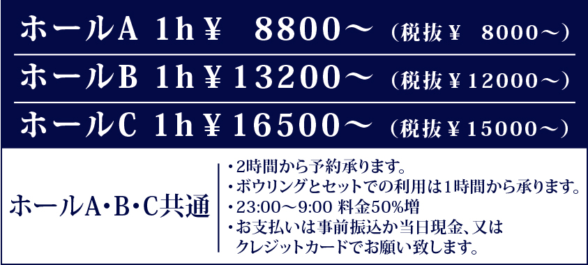 銀河ホール料金